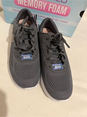 Skechers Women's Charcoal Knit Lace-Up Sneakers